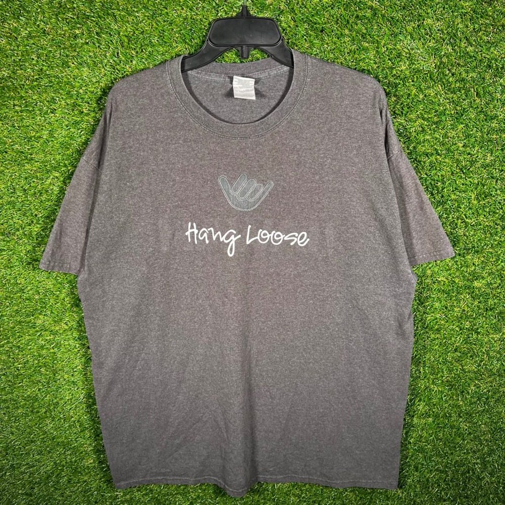 Gildan Mens XL Gray Hang Loose Shaka Graphic Tee Short Sleeve T-Shirt